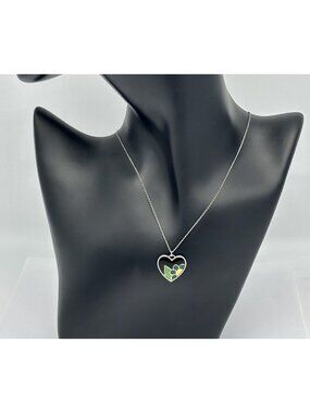 Heart Pendant Necklace With Floral Enamel Design With Fine Sterling Silver Chain